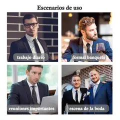 GENERICO - Set caja 5unds corbata pañuelo seda gemelos para hombre