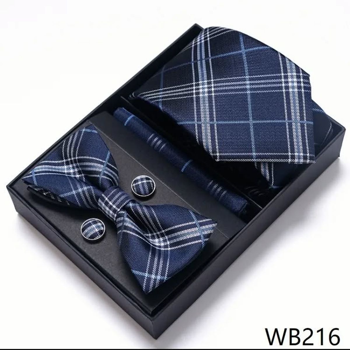 GENERICO - Set caja 5unds corbata pañuelo seda gemelos para hombre