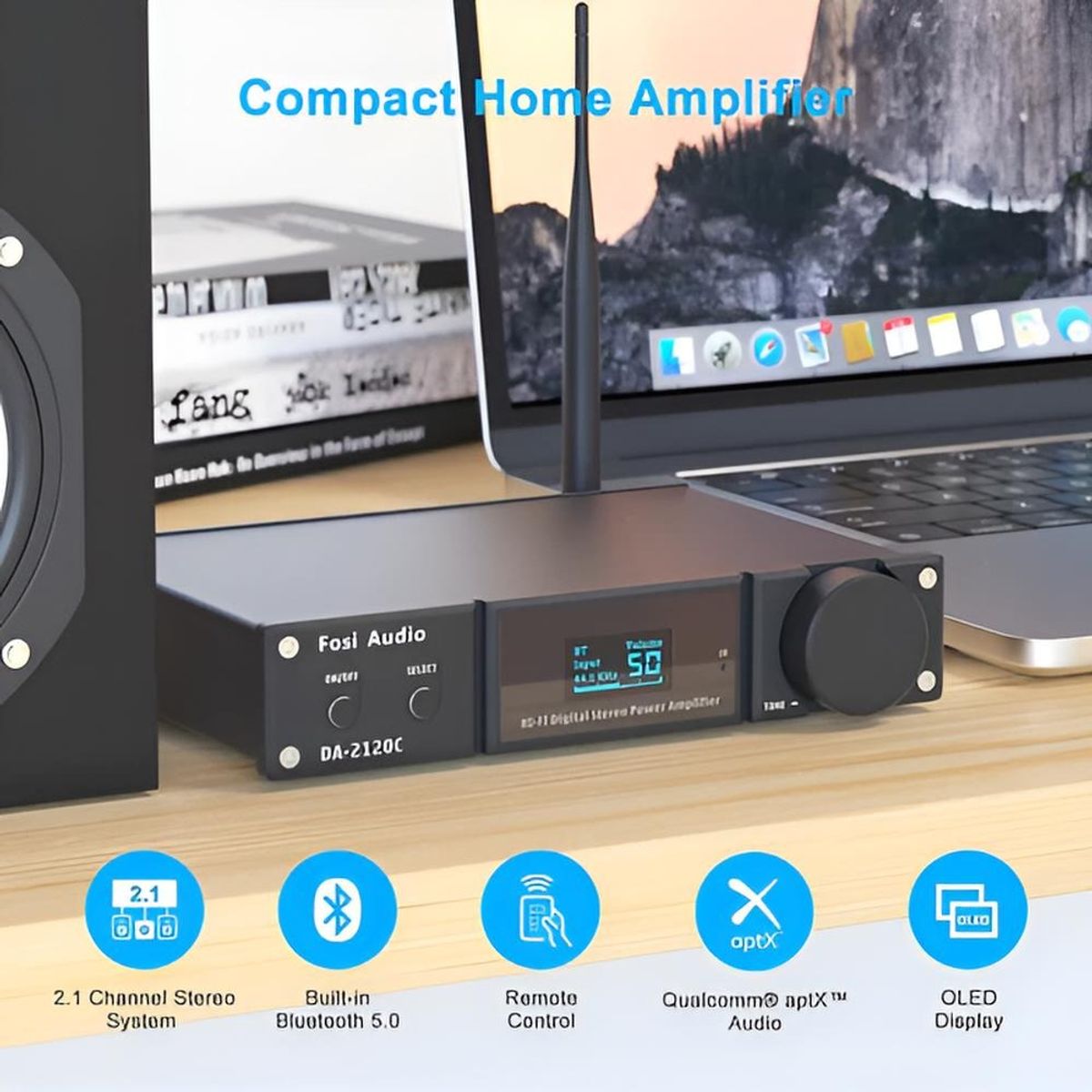 MCI - Amplificador de Audio DAC 2.1CH Bluetooth Fosi Audio DA2120C