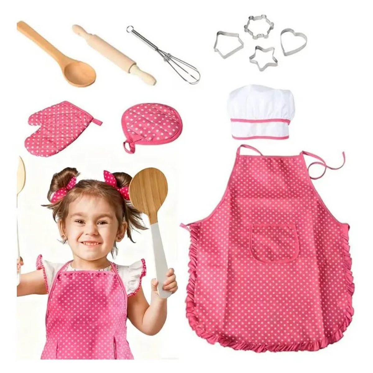 GENERICO - Set disfraz juego chef de cocina para niños 11unds