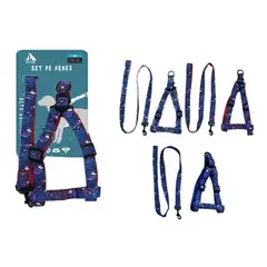 GENERICO - Set de arnés step in y correa 20cm color Azul