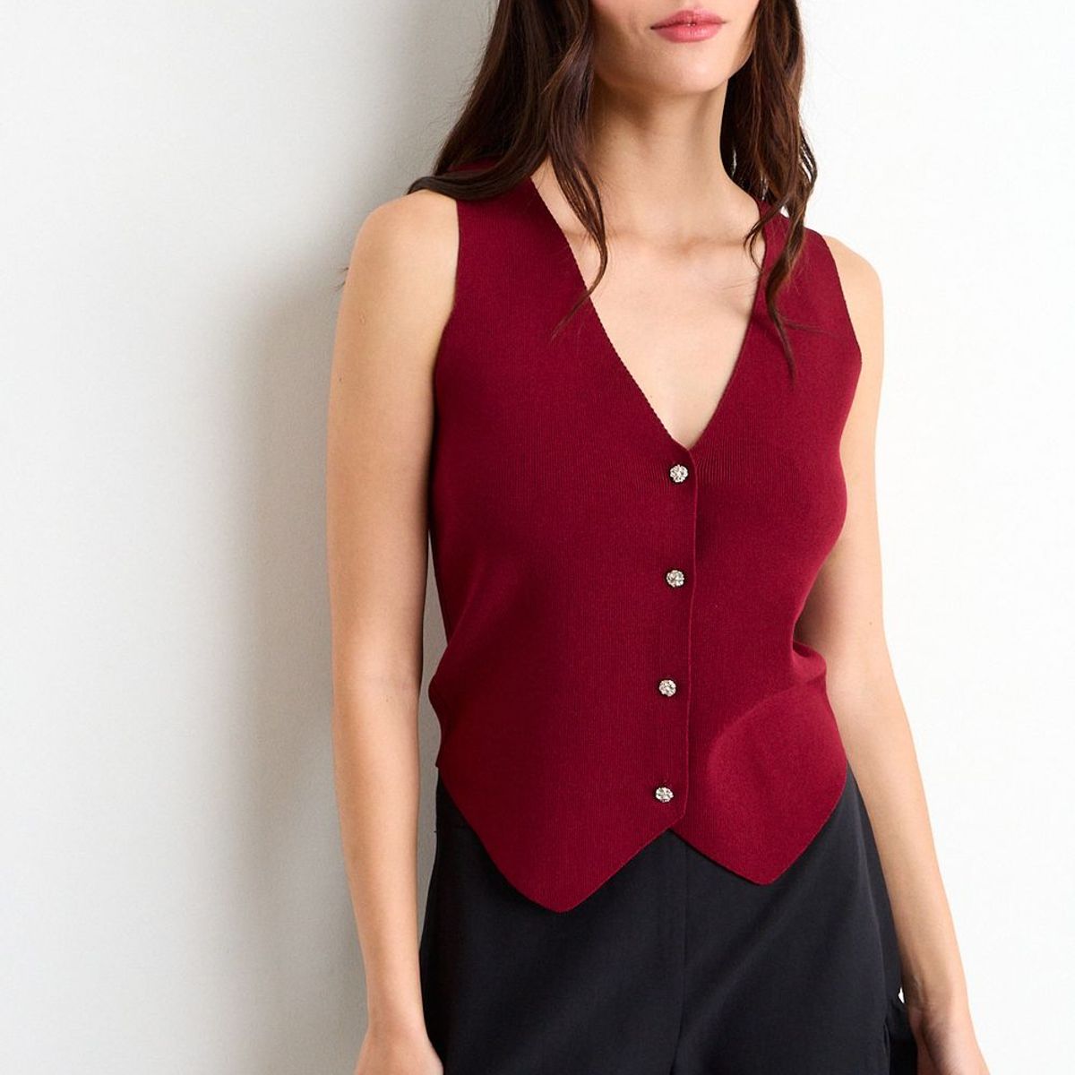 IO - Gilet Liso Mujer Burdeos Io