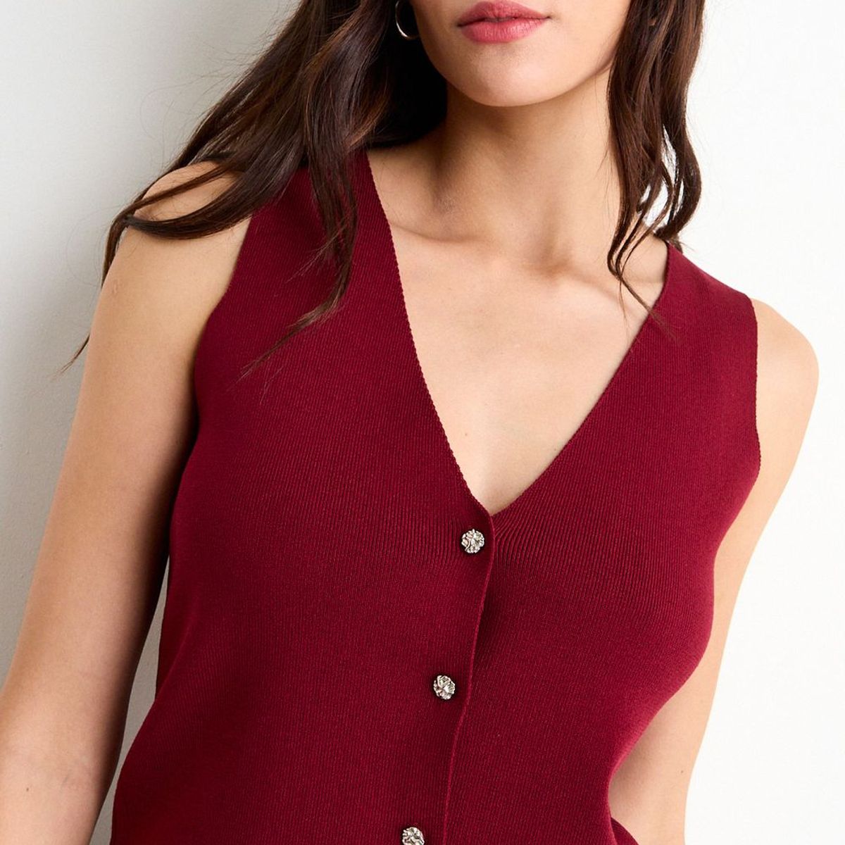 IO - Gilet Liso Mujer Burdeos Io