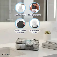 VOYARA - Set 9 Botellas de Viaje de Silicona con Estuche Kiosclub