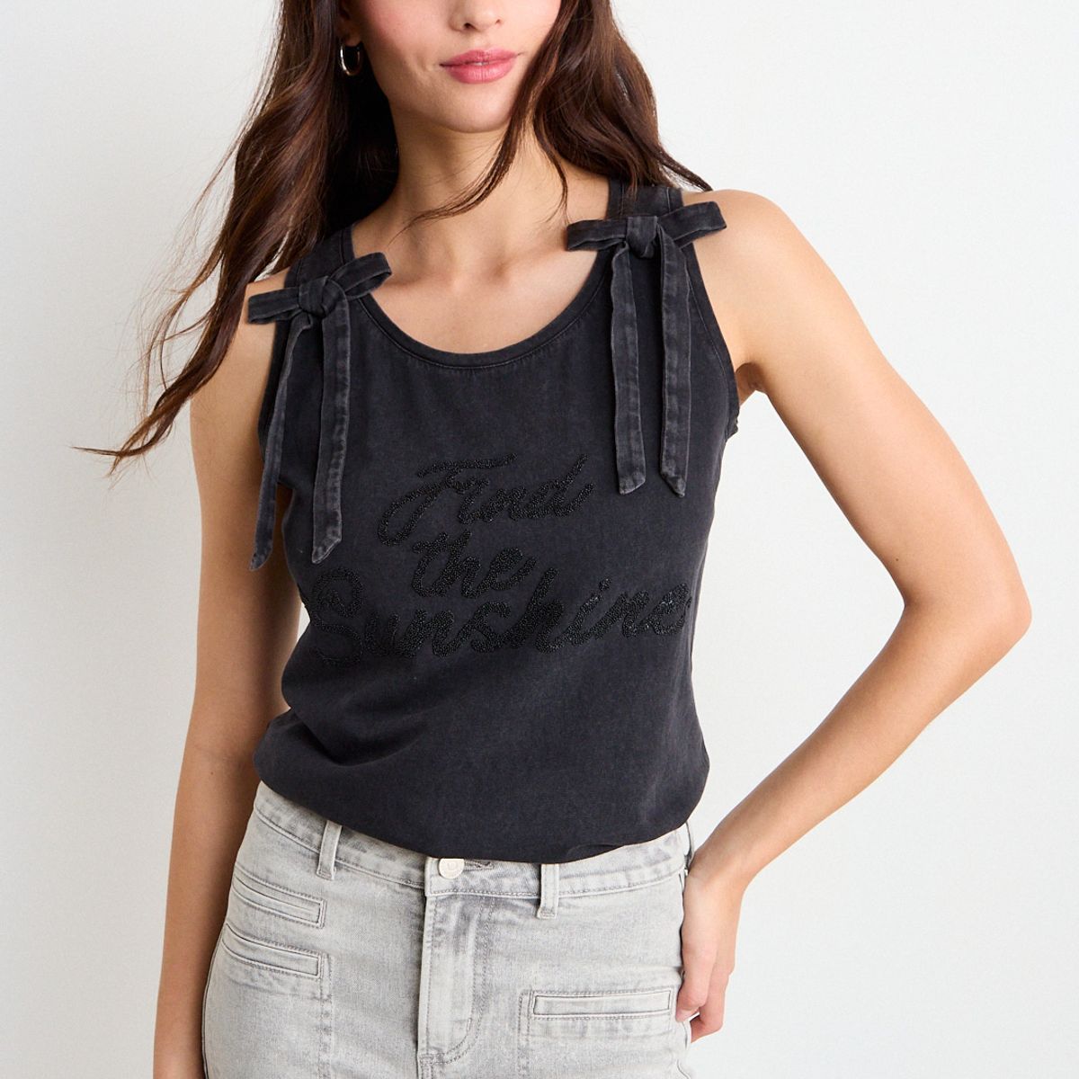 IO - Polera Estampada Mujer Gris Io