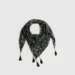 LOUNGE - Pañuelo Mujer Triángulo Flores 101 X 100 Cm Verde Petróleo