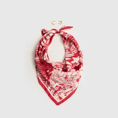 LOUNGE - Set Pañuelo Y Aros Mujer Pañuelo Estampado Argollas Doble Dorado