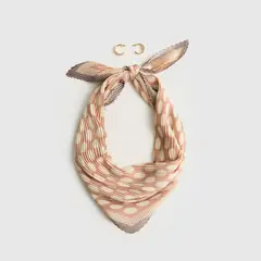 LOUNGE - Set Pañuelo Y Aros Mujer Pañuelo Plisado Argollas Doble Dorado