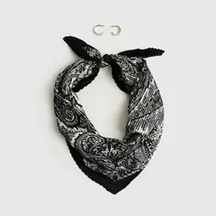 LOUNGE - Set Pañuelo Y Aros Mujer Pañuelo Plisado Argollas Doble Plateado