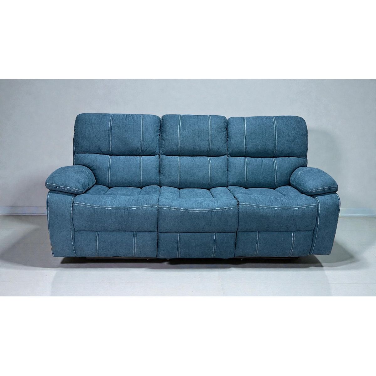 GENERICO - SOFA RECLINABLE ELECTRICO RELAXLINE 3 CUERPOS AZUL CON PUERTO USB