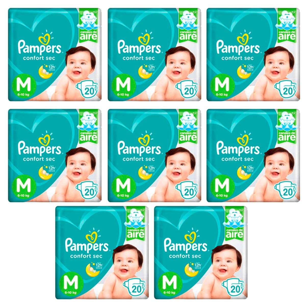 PAMPERS - Pañal Pampers Confort Sec X8 M 20 (160 Pañales)