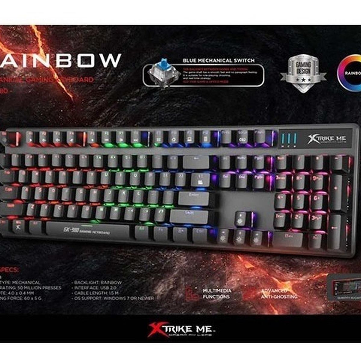 XTRIKE ME - Teclado Gamer Mecánico Xtrike Me GK-980 Switch Azul RGB