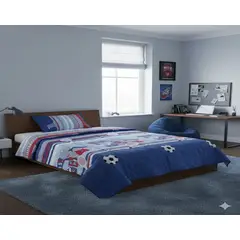 GENERICO - CUBRECAMA DE NIÑO QUILT DE VERANO DELGADO DISEÑO BALONES FUTBOL 1.5 PLAZA 100% ALGODON