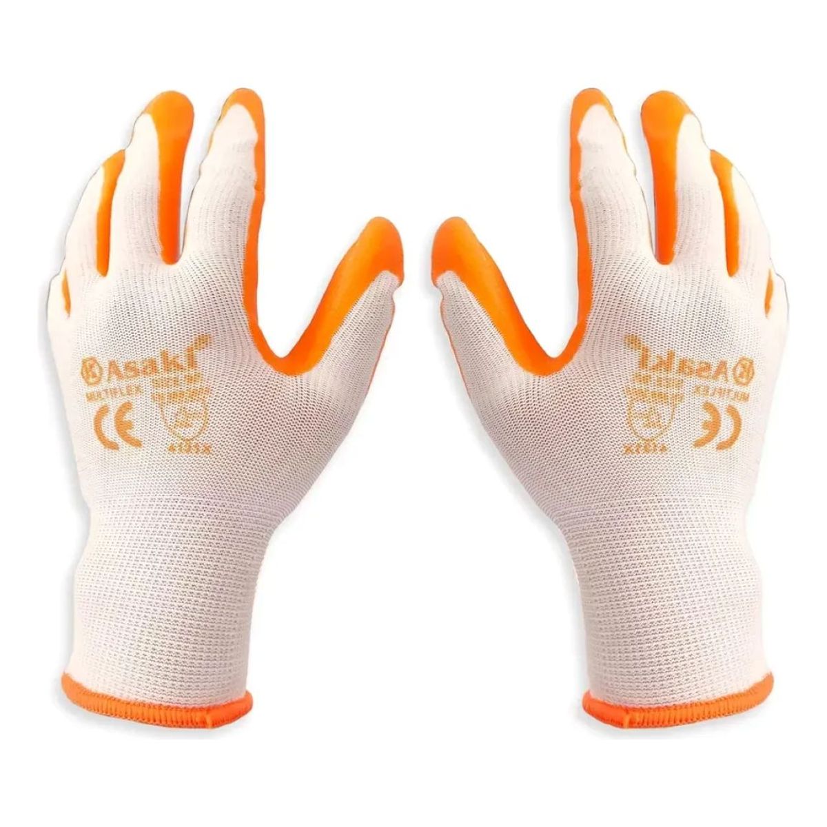 GENERICO - 12 Pares Guantes De Seguridad Tela Elasticada Goma Nitrilo