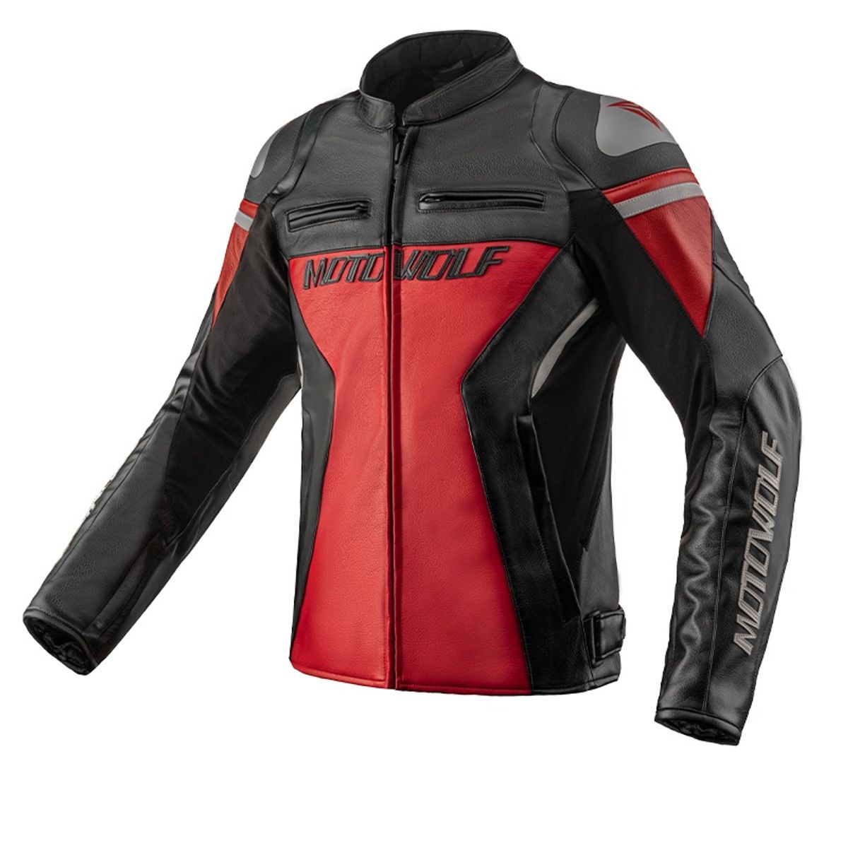 MOTOWOLF - Chaqueta De Cuero Clásica Para Motocicleta Protecciones CE1 Motowolf JM2