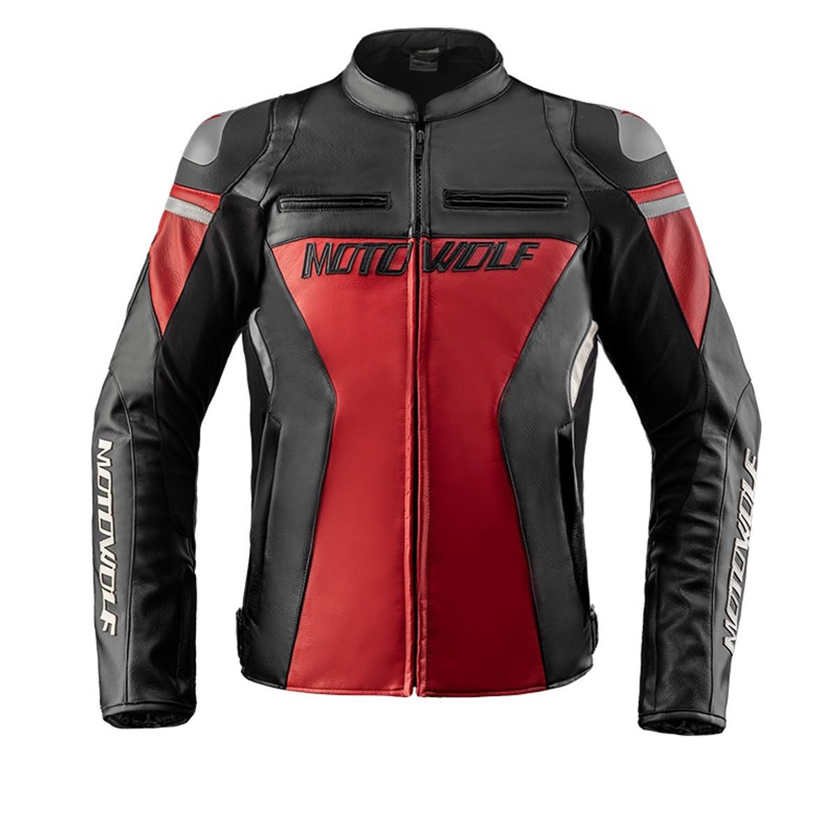 MOTOWOLF - Chaqueta De Cuero Clásica Para Motocicleta Protecciones CE1 Motowolf JM2