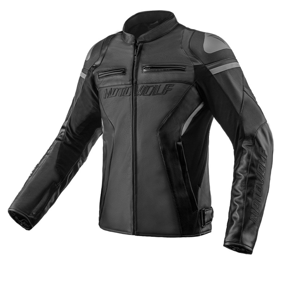 MOTOWOLF - Chaqueta De Cuero Clásica Para Motocicleta Protecciones CE1 Motowolf JM2