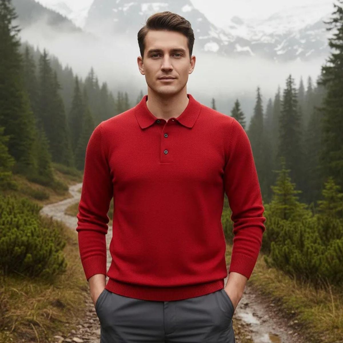 BLUE MOUNTAIN - POLERA PIQUE MANGA LARGA