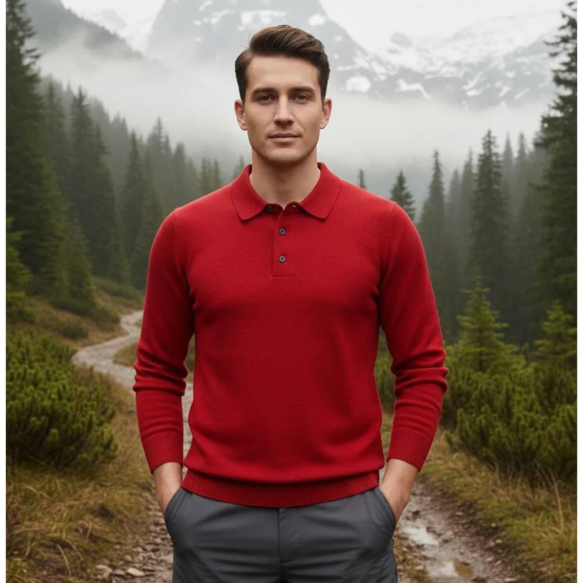 BLUE MOUNTAIN - POLERA PIQUE MANGA LARGA