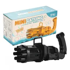 GENERICO - PISTOLA DE BURBUJAS ELECTRICA MINI GATLING COLOR NEGRO 20CM