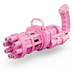 GENERICO - PISTOLA DE BURBUJAS ELECTRICA MINI GATLING COLOR ROSA 20CM