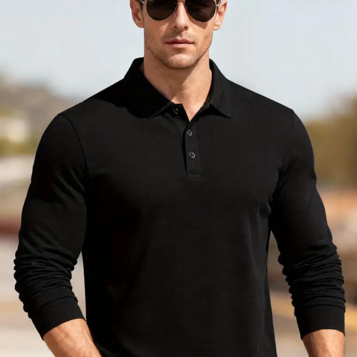 BLUE MOUNTAIN - POLERA PIQUE MANGA LARGA