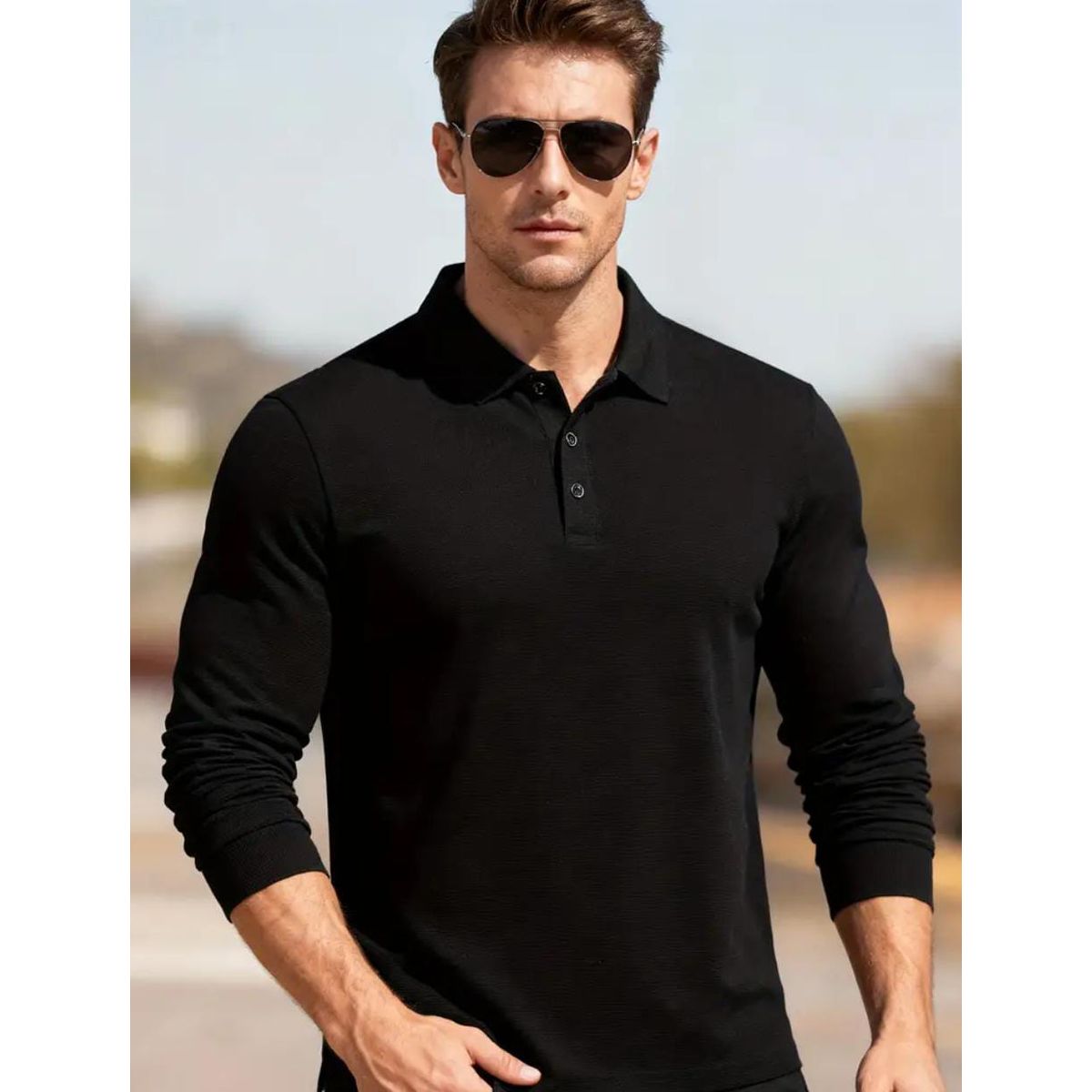 BLUE MOUNTAIN - POLERA PIQUE MANGA LARGA