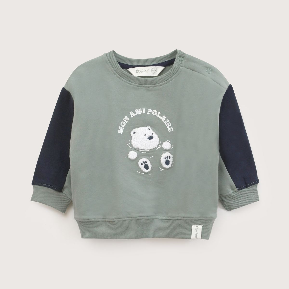 OPALINE - Poleron Infant Niño Verde Con Aplicación