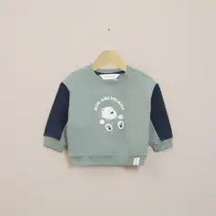 OPALINE - Poleron Infant Niño Verde Con Aplicación