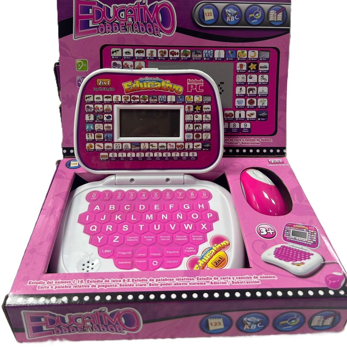 GENERICO - COMPUTADOR DIDACTICO INGLES- ESPAÑOL  ROSADO
