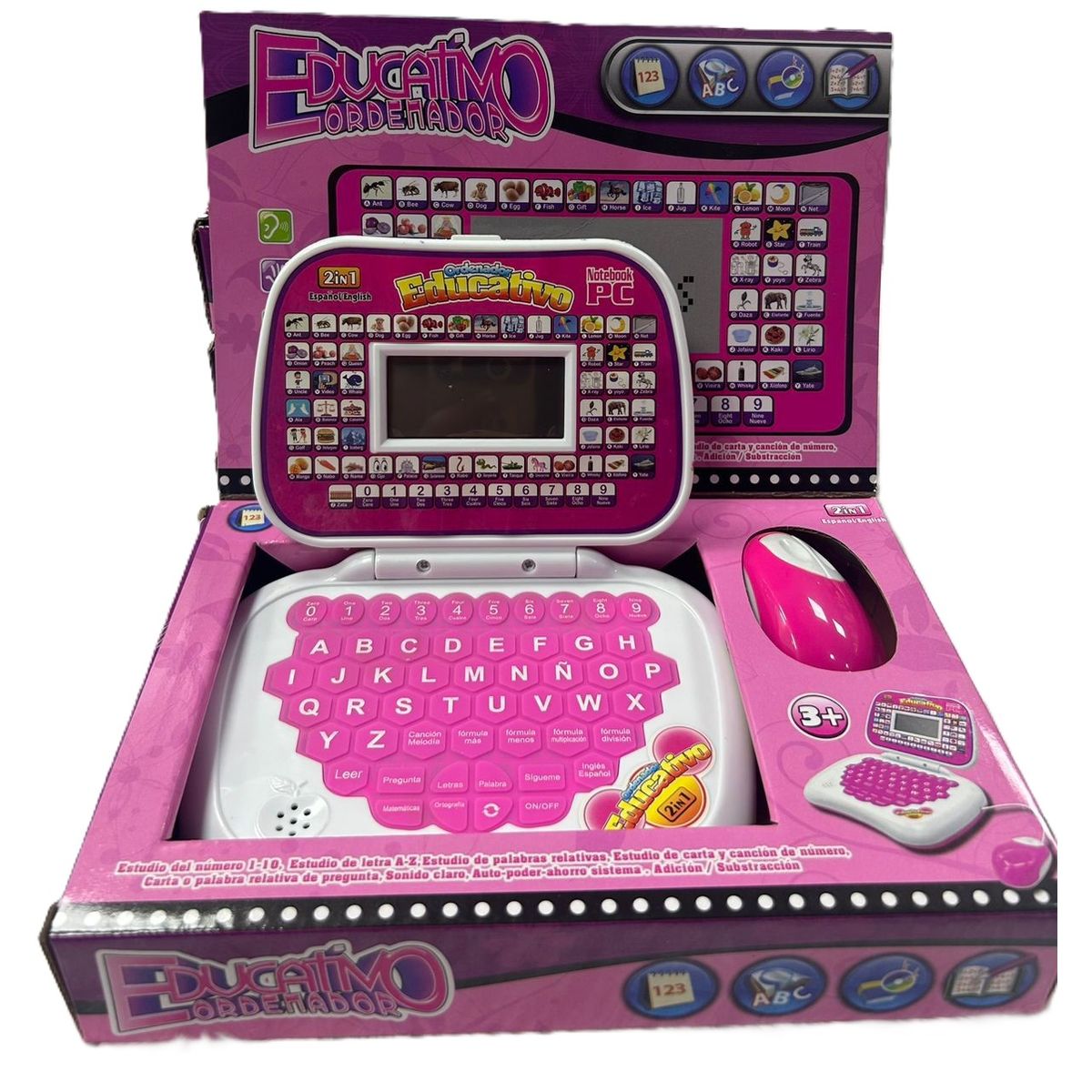 GENERICO - COMPUTADOR DIDACTICO INGLES- ESPAÑOL  ROSADO