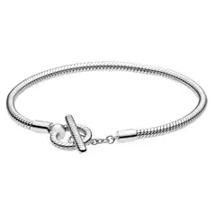 GENERICO - Pulsera Estilo Cadena Serpiente con Cierre T- Chapada en plata s925