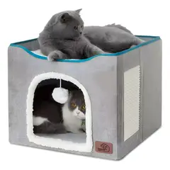GENERICO - Cama Casa Iglu Para Mascotas Gato Y Perro Pequeño Gris