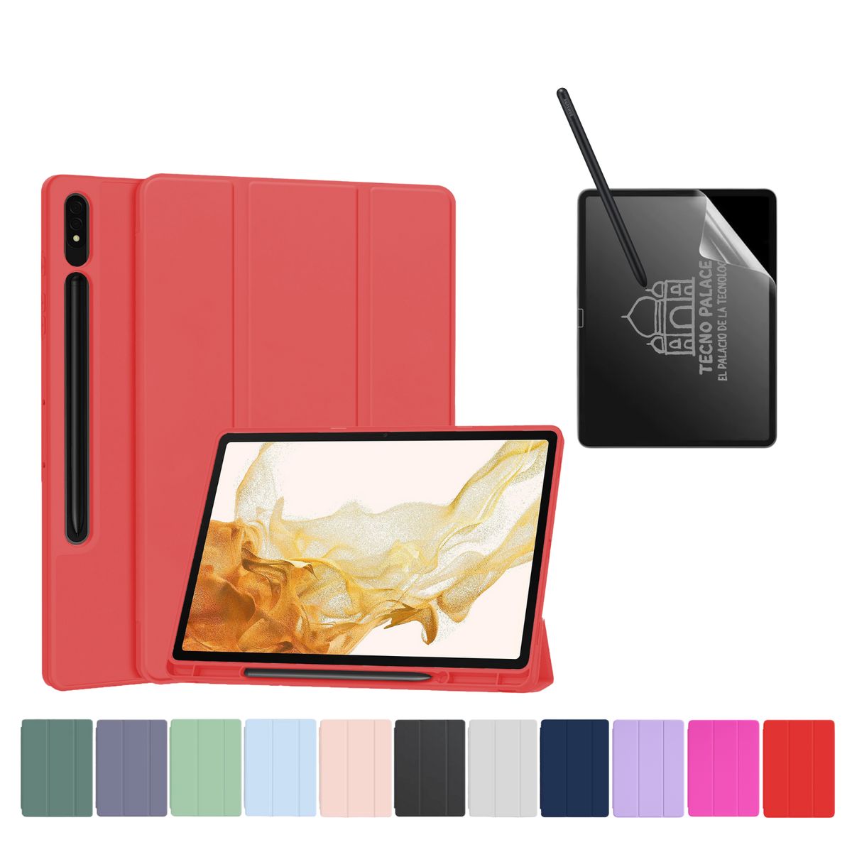 TECNOPALACE - Funda Más Lámina PaperLike Para Galaxy Tab S6 Lite - Rojo