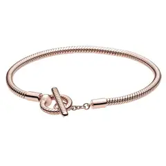 GENERICO - Pulsera Chapada en Plata 925 color Oro Rosa 14K y Cierre T-Bar