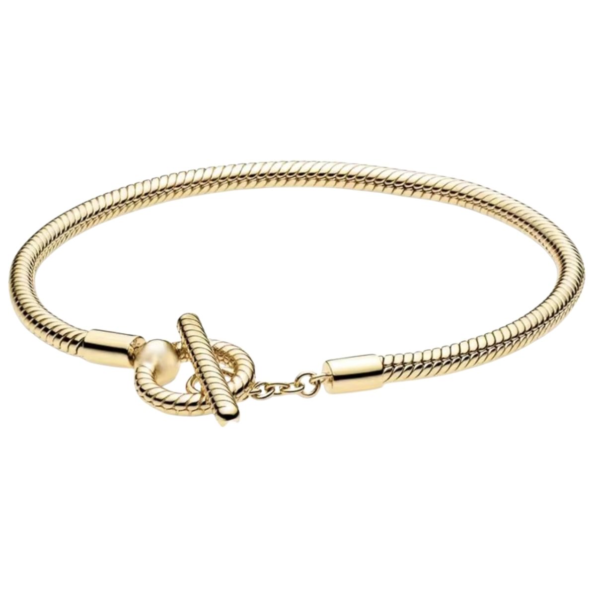 GENERICO - Pulsera Chapada en Plata 925 color Oro 18K y Cierre T-Bar