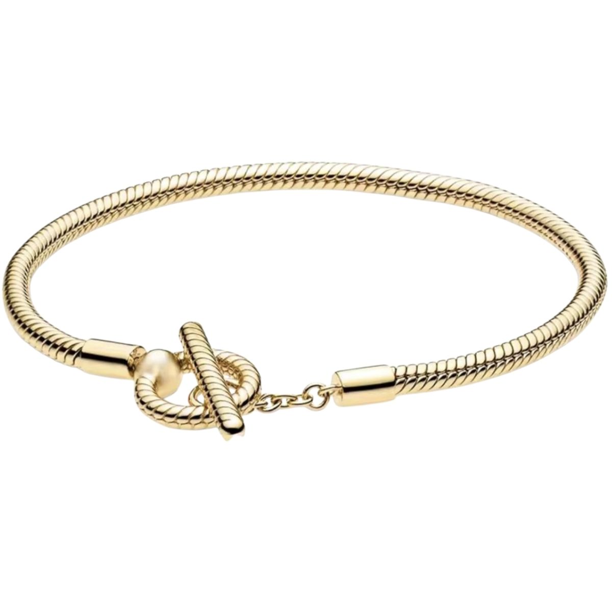 GENERICO - Pulsera Chapada en Plata 925 color Oro 18K y Cierre T-Bar