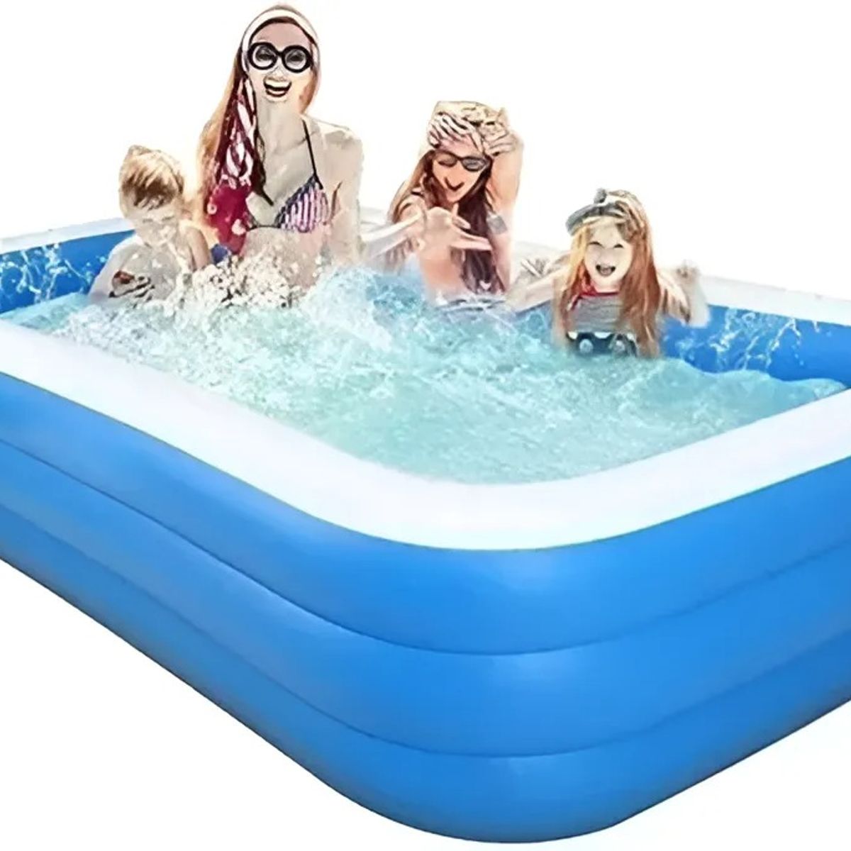 GENERICO - Piscina Inflable Rectangular Niños Verano Diversión 2 Metros Celeste