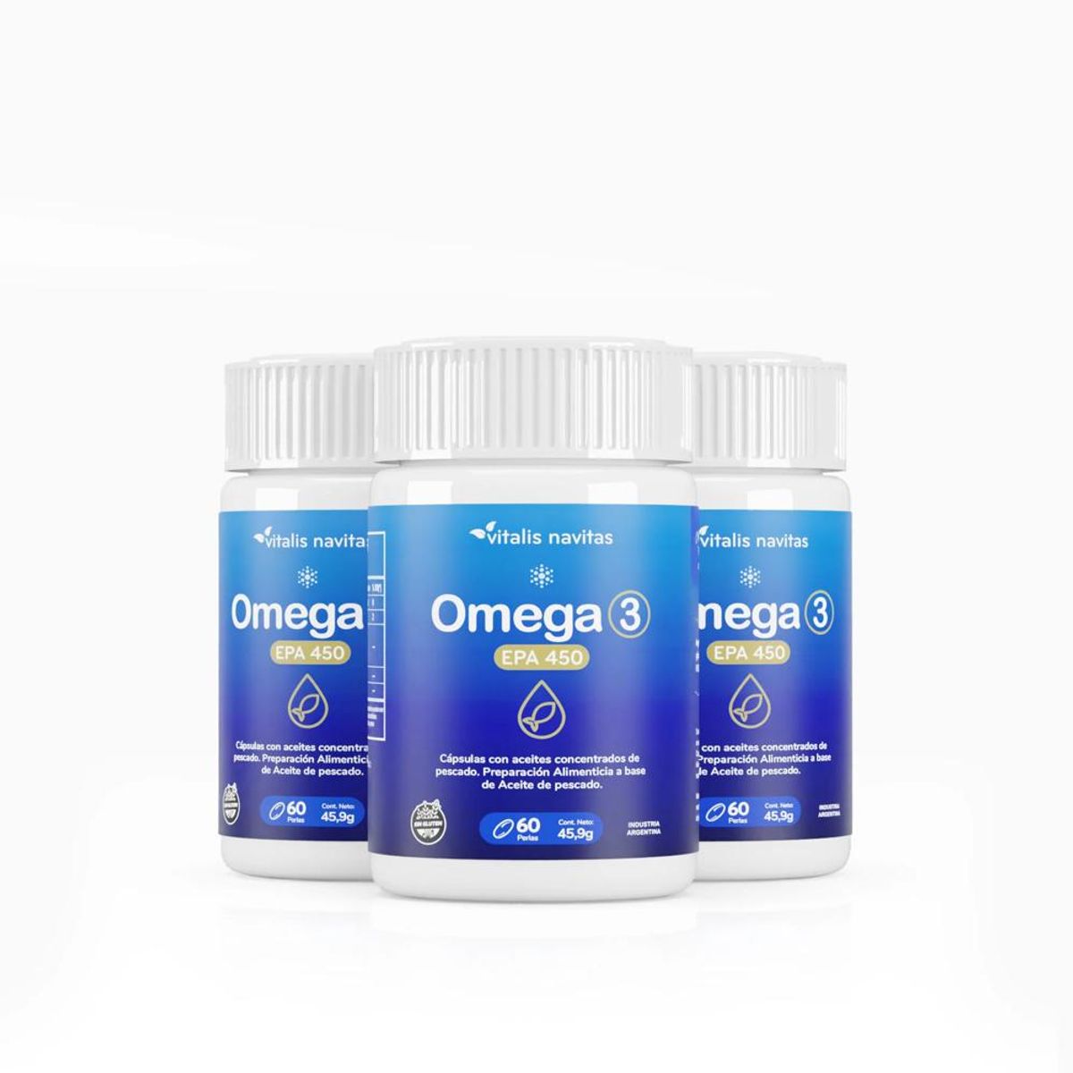 VITALIS NAVITAS - Omega 3 Epa 450 Dha 180 Cápsulas, x 3 Meses, Vitalis Navitas.
