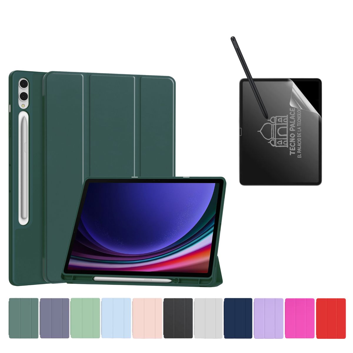 TECNOPALACE - Funda Más Lámina PaperLike Para Galaxy Tab S9Plus-S9FePlus-S10Plus - Verde Oscuro
