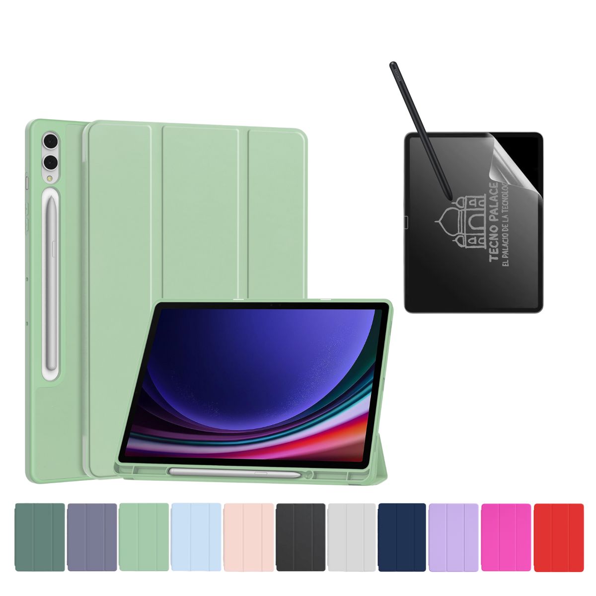 TECNOPALACE - Funda Más Lámina PaperLike Para Galaxy Tab S9Plus-S9FePlus-S10Plus - Verde Menta