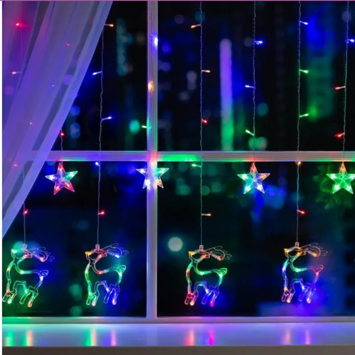 GENERICO - Guirnalda De Luces Estrellas Y Renos Solar 3m Multicolor