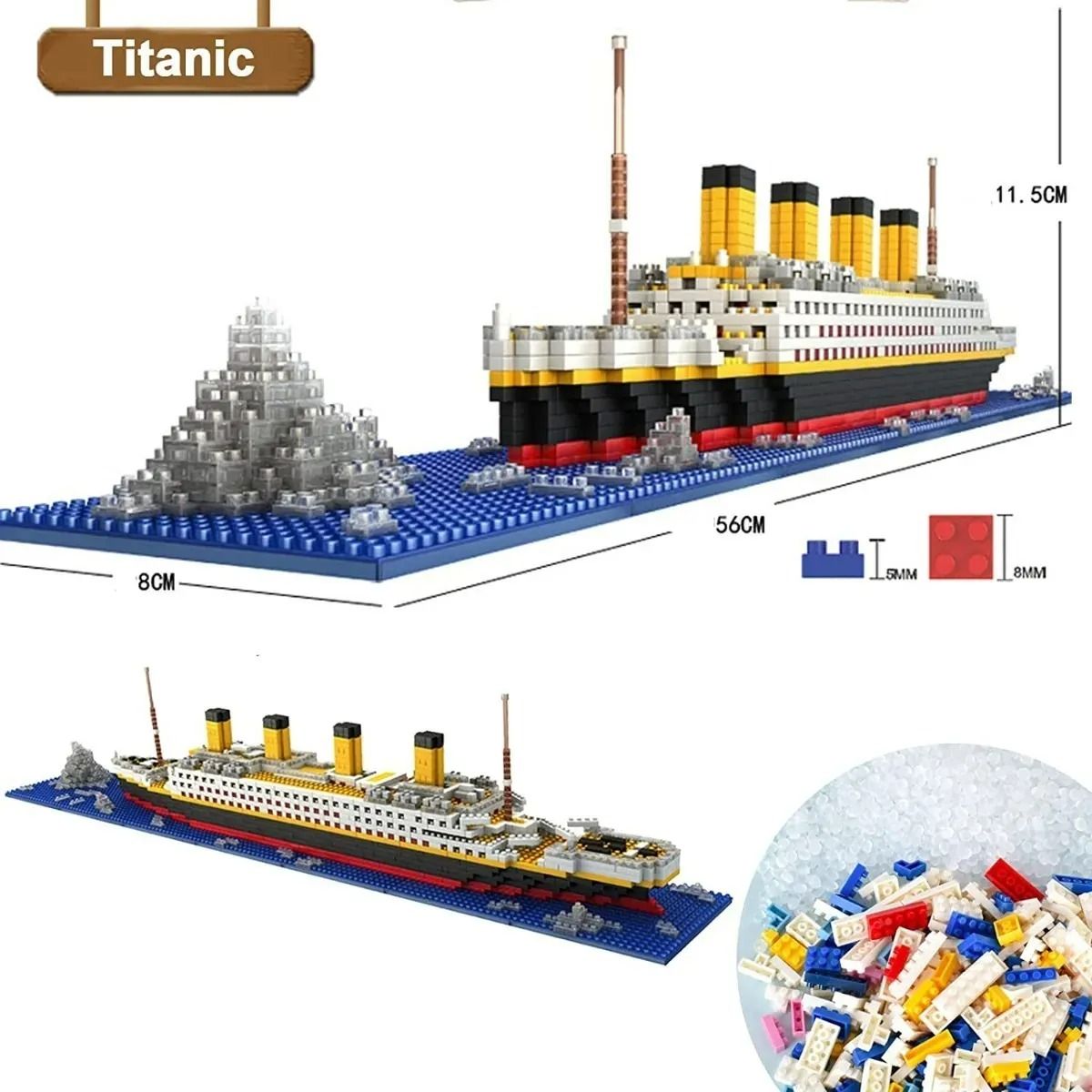 GENERICO - Set De Construcción Rms Titanic Model 3d 1860 Piezas En Caja 262257 Titanic