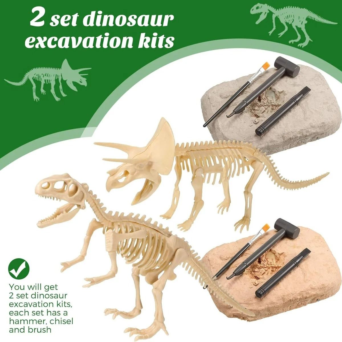 GENERICO - Kit Excavación Fósil Dinosaurio Descubrimiento Arqueologico