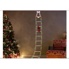 GENERICO - Escalera Led Solar Viejito Pascuero Campana Luces Multicolor