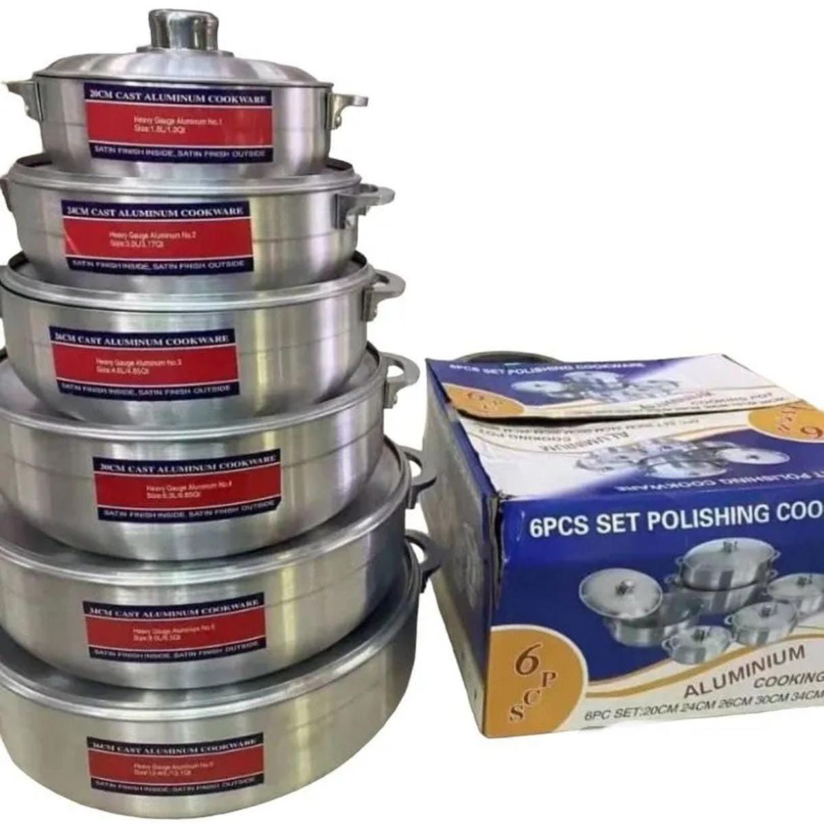 GENERICO - Set Juego De 6 Ollas Calderos Arroceras Aluminio Plateado