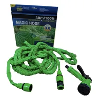Manguera Retráctil Expandible Jardín Magic Hose 30 Metros Color Verde