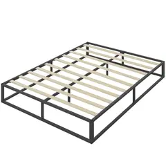 ELEMENT DESIGN - Base de Cama 2 Plazas Metálica con Listones de Madera, 150x200x30 cm