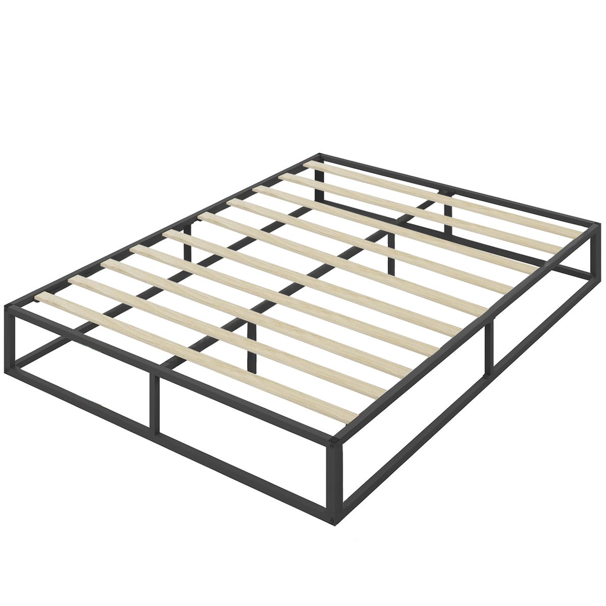 ELEMENT DESIGN - Base de Cama 2 Plazas Metálica con Listones de Madera, 150x200x30 cm