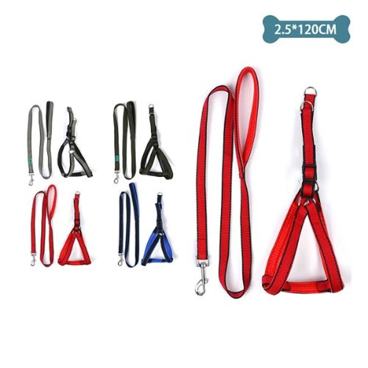 GENERICO - Set de arnés y correa 25cm120cm Color Rojo